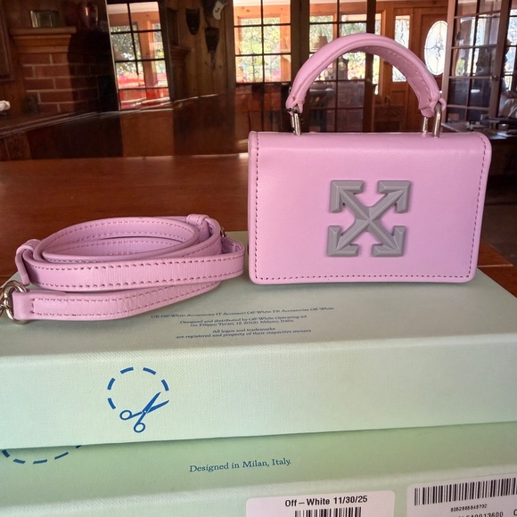 Off-White Pink Mini Top Handle Bag with Silver Logo - Picture 2 of 9